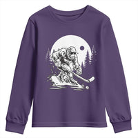 Bigfoot Playing Ice Hockey Youth Sweatshirt Funny Cryptid Sports Gift - Wonder Print Shop