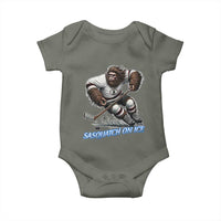 Sasquatch On Ice Baby Onesie Funny Bigfoot Hockey Player Gift - Wonder Print Shop