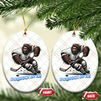 Sasquatch On Ice Ceramic Ornament Funny Bigfoot Hockey Player Gift - Wonder Print Shop