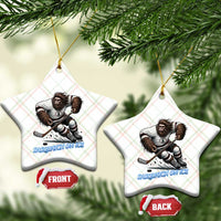 Sasquatch On Ice Ceramic Ornament Funny Bigfoot Hockey Player Gift - Wonder Print Shop