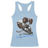 Sasquatch On Ice Racerback Tank Top Funny Bigfoot Hockey Player Gift - Wonder Print Shop