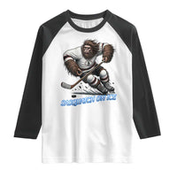 Sasquatch On Ice Raglan Shirt Funny Bigfoot Hockey Player Gift - Wonder Print Shop