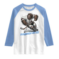 Sasquatch On Ice Raglan Shirt Funny Bigfoot Hockey Player Gift - Wonder Print Shop