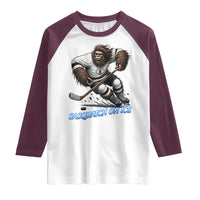 Sasquatch On Ice Raglan Shirt Funny Bigfoot Hockey Player Gift - Wonder Print Shop