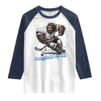 Sasquatch On Ice Raglan Shirt Funny Bigfoot Hockey Player Gift - Wonder Print Shop