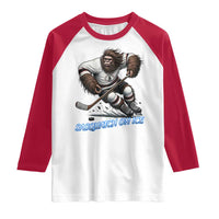 Sasquatch On Ice Raglan Shirt Funny Bigfoot Hockey Player Gift - Wonder Print Shop