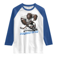 Sasquatch On Ice Raglan Shirt Funny Bigfoot Hockey Player Gift - Wonder Print Shop
