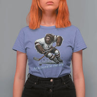 Sasquatch On Ice T Shirt For Women Funny Bigfoot Hockey Player Gift - Wonder Print Shop