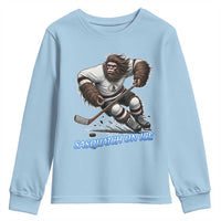 Sasquatch On Ice Youth Sweatshirt Funny Bigfoot Hockey Player Gift - Wonder Print Shop