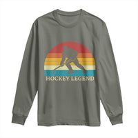 Bigfoot Hockey Legend Long Sleeve Shirt Retro Sasquatch Cryptid Player Gift - Wonder Print Shop