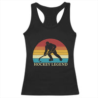 Bigfoot Hockey Legend Racerback Tank Top Retro Sasquatch Cryptid Player Gift - Wonder Print Shop