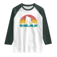 Bigfoot Hockey Legend Raglan Shirt Retro Sasquatch Cryptid Player Gift - Wonder Print Shop