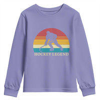 Bigfoot Hockey Legend Youth Sweatshirt Retro Sasquatch Cryptid Player Gift - Wonder Print Shop