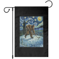 Cryptid Hockey Bigfoot Starry Night Inspired Funny Gift Garden Flag - Wonder Print Shop