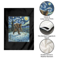Cryptid Hockey Bigfoot Starry Night Inspired Funny Gift Garden Flag - Wonder Print Shop