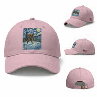Cryptid Hockey Bigfoot Starry Night Inspired Funny Gift Baseball Cap