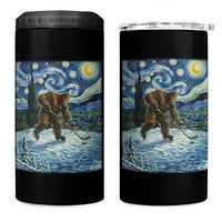 Cryptid Hockey Bigfoot Starry Night Inspired Funny Gift 4 in 1 Can Cooler Tumbler - Wonder Print Shop