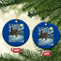 Cryptid Hockey Bigfoot Starry Night Inspired Funny Gift Ceramic Ornament - Wonder Print Shop