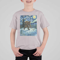 Cryptid Hockey Bigfoot Starry Night Inspired Funny Gift T Shirt For Kid - Wonder Print Shop