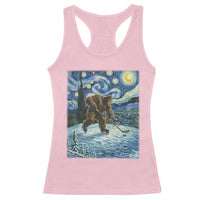 Cryptid Hockey Bigfoot Starry Night Inspired Funny Gift Racerback Tank Top - Wonder Print Shop
