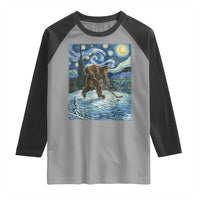 Cryptid Hockey Bigfoot Starry Night Inspired Funny Gift Raglan Shirt - Wonder Print Shop