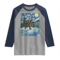 Cryptid Hockey Bigfoot Starry Night Inspired Funny Gift Raglan Shirt - Wonder Print Shop