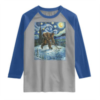 Cryptid Hockey Bigfoot Starry Night Inspired Funny Gift Raglan Shirt - Wonder Print Shop