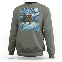 Cryptid Hockey Bigfoot Starry Night Inspired Funny Gift Sweatshirt - Wonder Print Shop