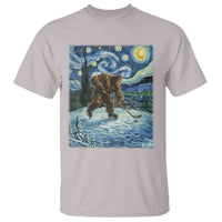Cryptid Hockey Bigfoot Starry Night Inspired Funny Gift T Shirt - Wonder Print Shop