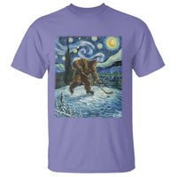 Cryptid Hockey Bigfoot Starry Night Inspired Funny Gift T Shirt - Wonder Print Shop