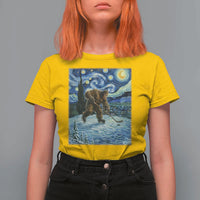 Cryptid Hockey Bigfoot Starry Night Inspired Funny Gift T Shirt For Women - Wonder Print Shop