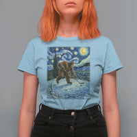 Cryptid Hockey Bigfoot Starry Night Inspired Funny Gift T Shirt For Women - Wonder Print Shop