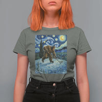 Cryptid Hockey Bigfoot Starry Night Inspired Funny Gift T Shirt For Women - Wonder Print Shop