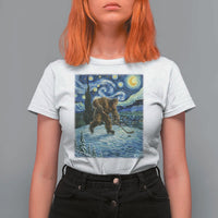 Cryptid Hockey Bigfoot Starry Night Inspired Funny Gift T Shirt For Women - Wonder Print Shop
