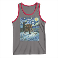 Cryptid Hockey Bigfoot Starry Night Inspired Funny Gift Tank Top - Wonder Print Shop