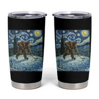 Cryptid Hockey Bigfoot Starry Night Inspired Funny Gift Tumbler Cup - Wonder Print Shop