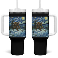 Cryptid Hockey Bigfoot Starry Night Inspired Funny Gift Tumbler With Handle - Wonder Print Shop