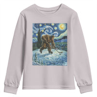 Cryptid Hockey Bigfoot Starry Night Inspired Funny Gift Youth Sweatshirt - Wonder Print Shop