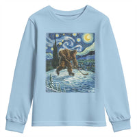 Cryptid Hockey Bigfoot Starry Night Inspired Funny Gift Youth Sweatshirt - Wonder Print Shop