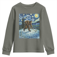 Cryptid Hockey Bigfoot Starry Night Inspired Funny Gift Youth Sweatshirt - Wonder Print Shop