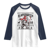 Slapsquatch Hockey Player Raglan Shirt Funny Bigfoot Ugly Christmas Gift - Wonder Print Shop