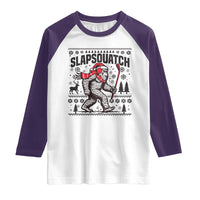 Slapsquatch Hockey Player Raglan Shirt Funny Bigfoot Ugly Christmas Gift - Wonder Print Shop