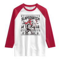 Slapsquatch Hockey Player Raglan Shirt Funny Bigfoot Ugly Christmas Gift - Wonder Print Shop