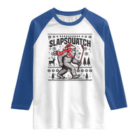 Slapsquatch Hockey Player Raglan Shirt Funny Bigfoot Ugly Christmas Gift - Wonder Print Shop