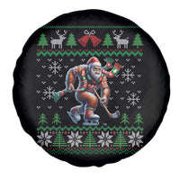 Ugly Christmas Bigfoot Playing Hockey Spare Tire Cover Funny Xmas Gift - Wonder Print Shop