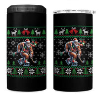 Ugly Christmas Bigfoot Playing Hockey 4 in 1 Can Cooler Tumbler Funny Xmas Gift - Wonder Print Shop