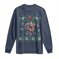 Ugly Christmas Bigfoot Playing Hockey Long Sleeve Shirt Funny Xmas Gift - Wonder Print Shop