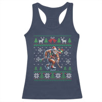 Ugly Christmas Bigfoot Playing Hockey Racerback Tank Top Funny Xmas Gift - Wonder Print Shop