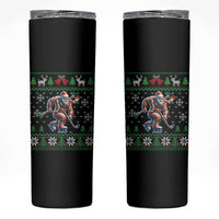 Ugly Christmas Bigfoot Playing Hockey Skinny Tumbler Funny Xmas Gift - Wonder Print Shop