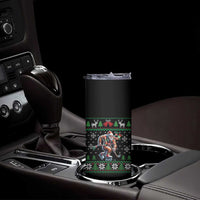Ugly Christmas Bigfoot Playing Hockey Skinny Tumbler Funny Xmas Gift - Wonder Print Shop
